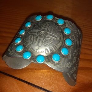 Sterling silver turquoise wrist cuff